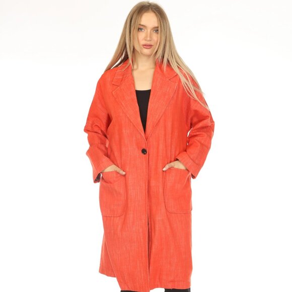 Coral 100% Cotton Trench Coat - Picture 1 of 6